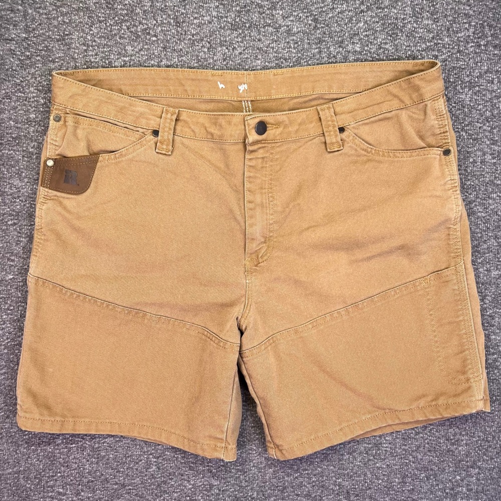 Wrangler RIGGS Workwear Shorts Mens 40 Brown Canvas Utility Outdoor Work Stretch
